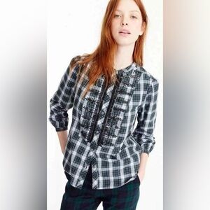 J. Crew Tartan Embellished Blouse